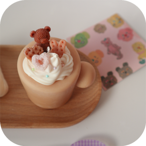 teddy bear cappuccino candle