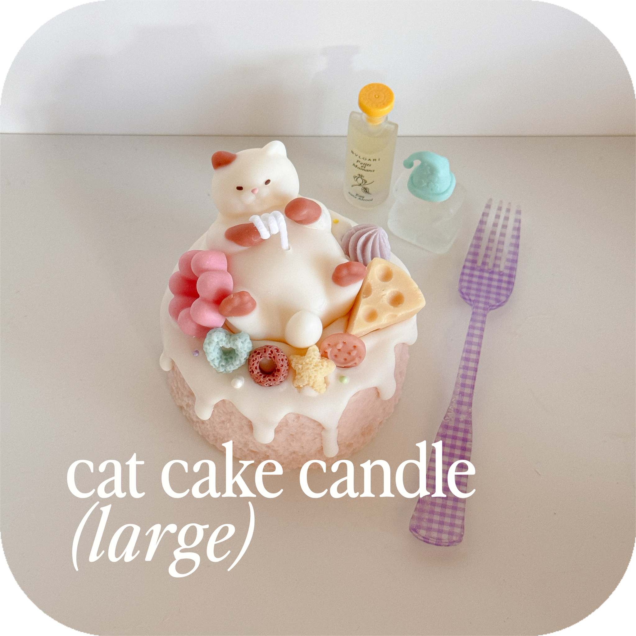 large cat cake candle